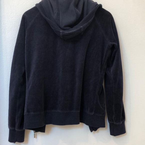 Velvet hooded Zip-up Sweatshirt Blue comfy lounge - Picture 4 of 6